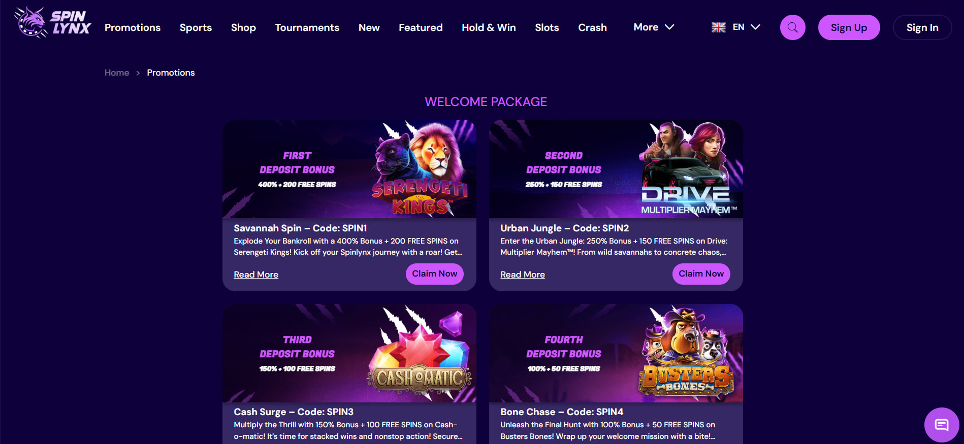 SpinLynx Casino Bonuses